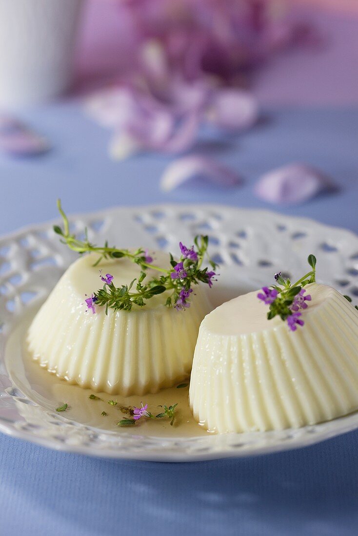 Panna cotta with thyme syrup