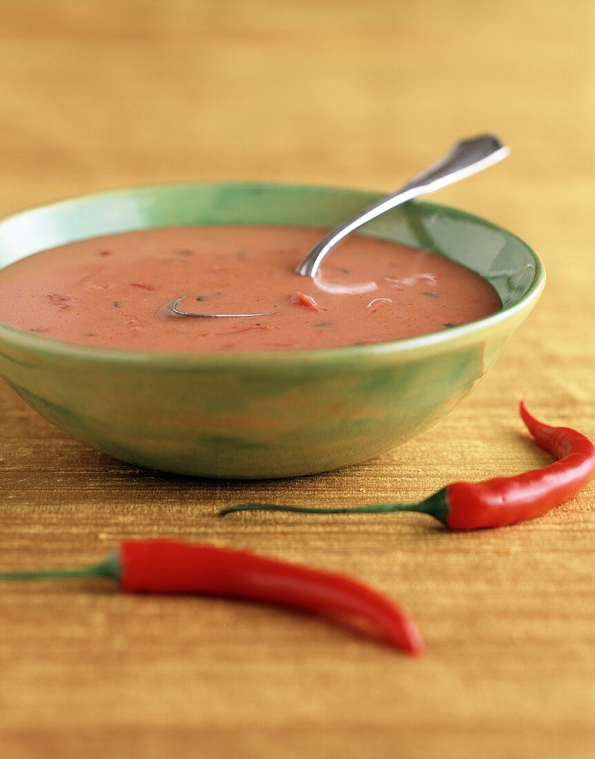 Chili-Suppe im Teller