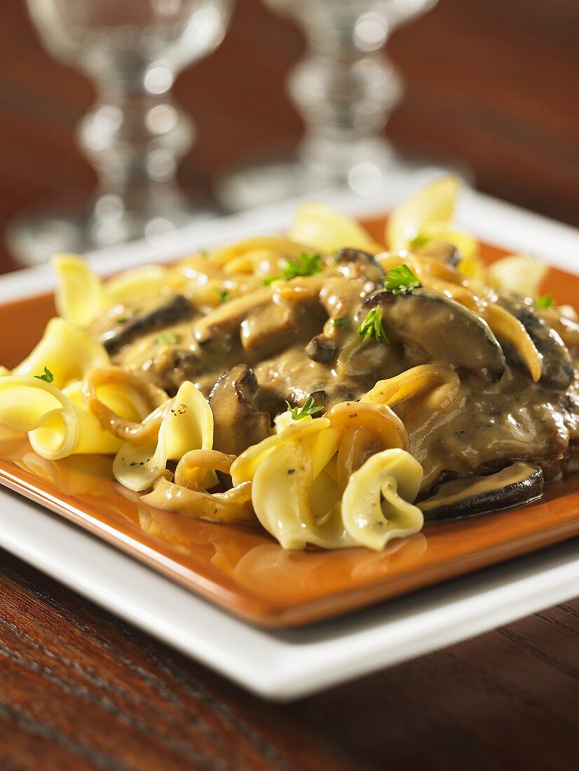 Beef stroganoff with pasta