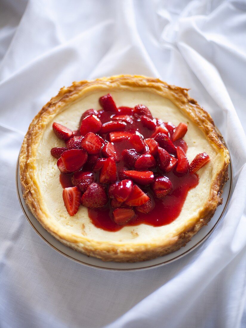 Käsekuchen mit Erdbeeren