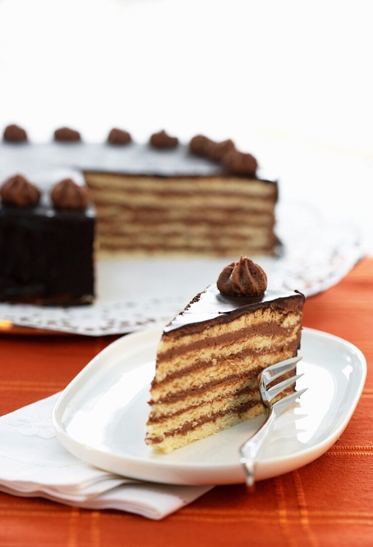 Prinzregententorte (Bavarian chocolate sponge cake)