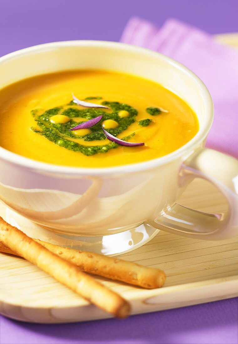 Sweet potato soup with coconut milk and ginger