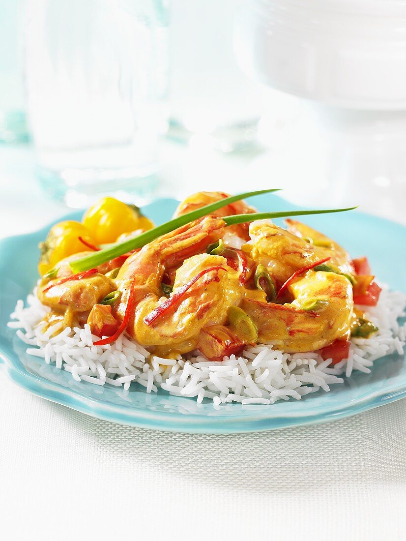 Seafood curry on basmati rice