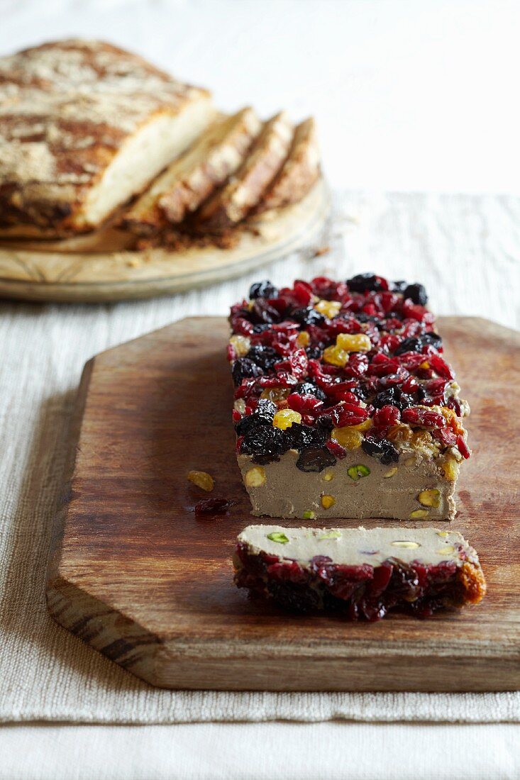 A liver terrine with pistachios and dried fruits