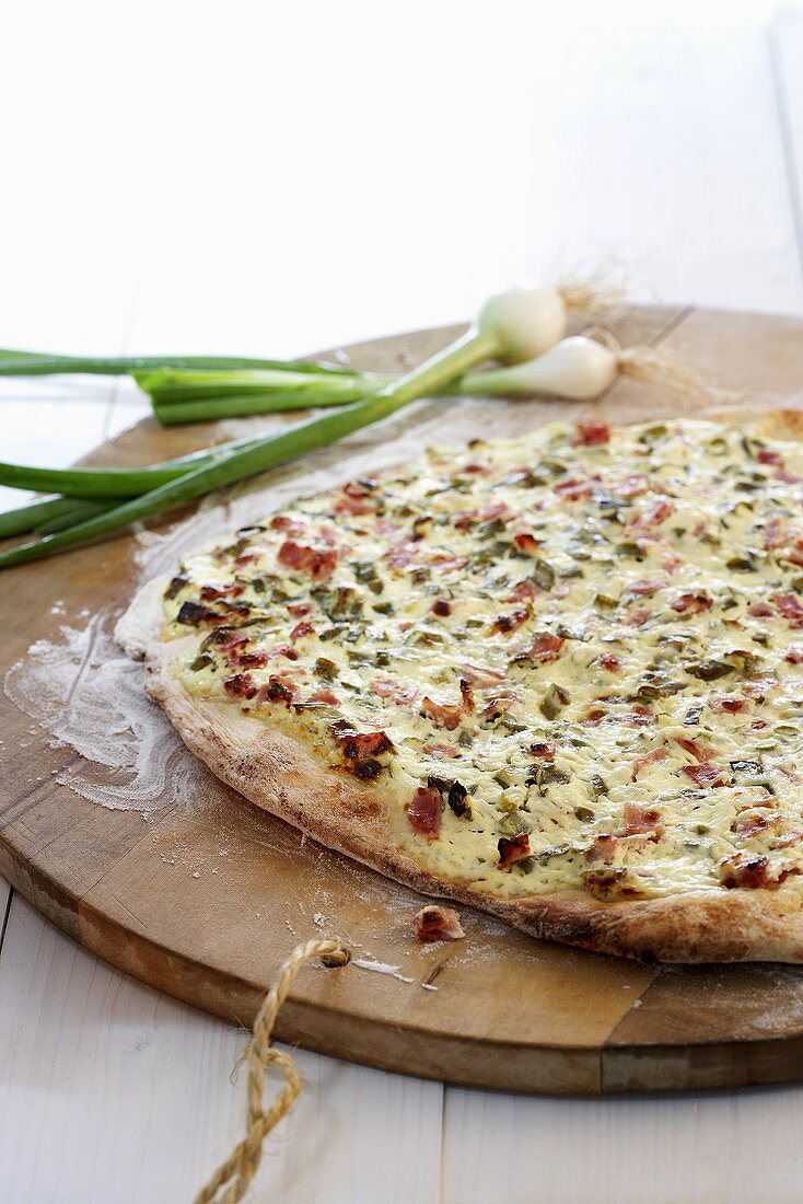 Tarte flambée with bacon