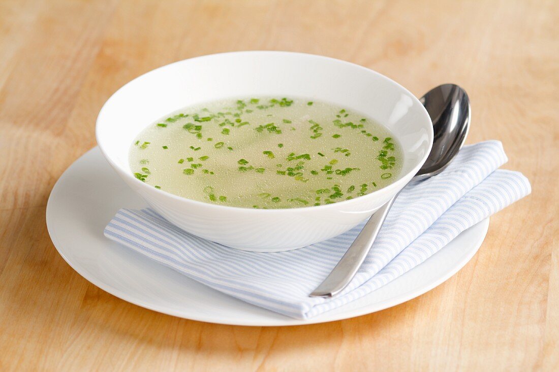 Chicken soup with chives