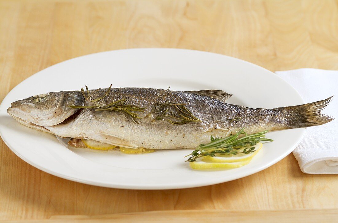 Oven-baked bass