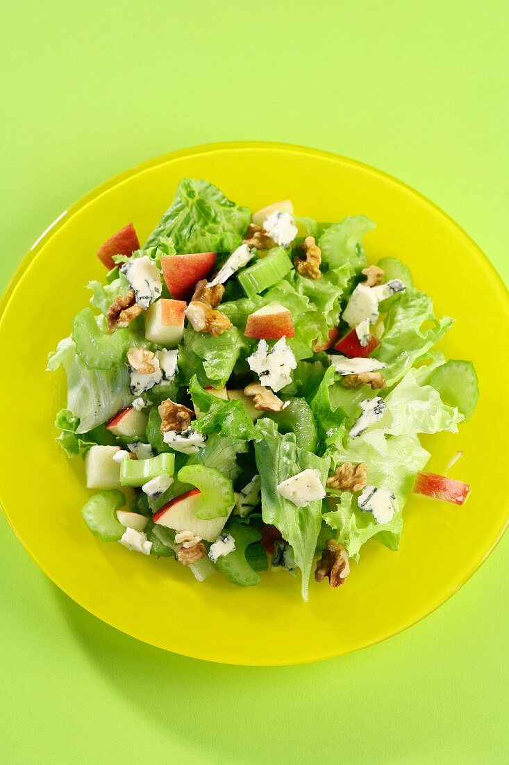 Endive and apple salad with Roquefort and walnuts