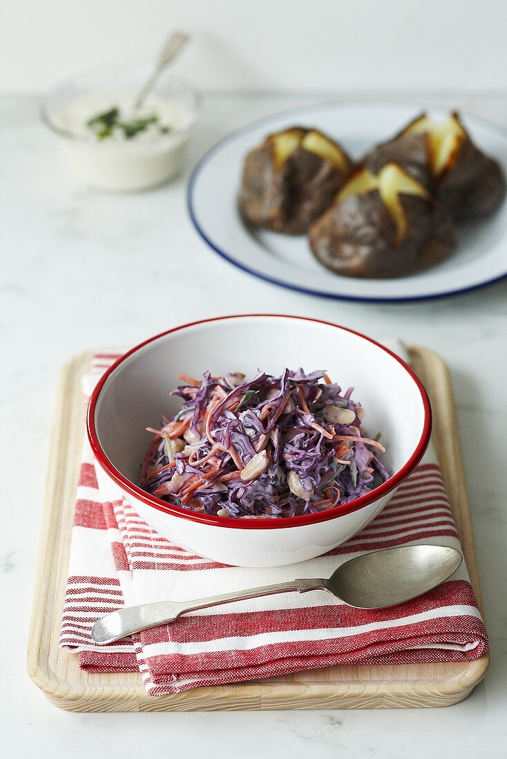 Coleslaw made with red cabbage