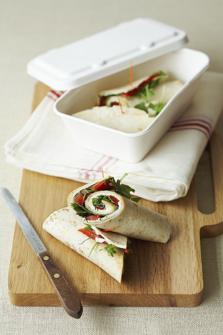 Cream cheese, pepper and herb wraps