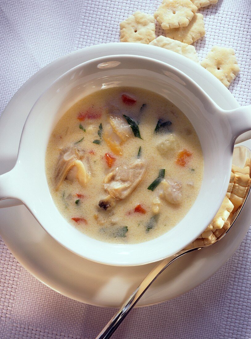 Clam Chowder with Oyster Crackers
