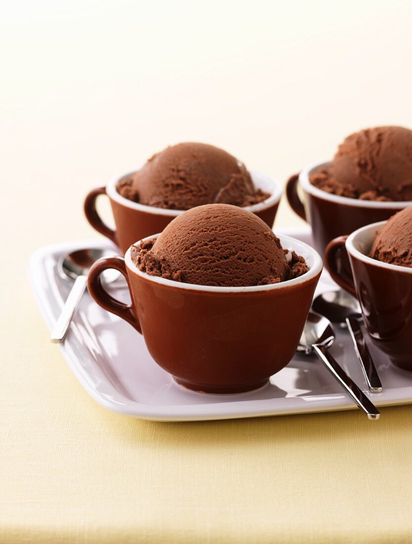 Chocolate ice cream in cups