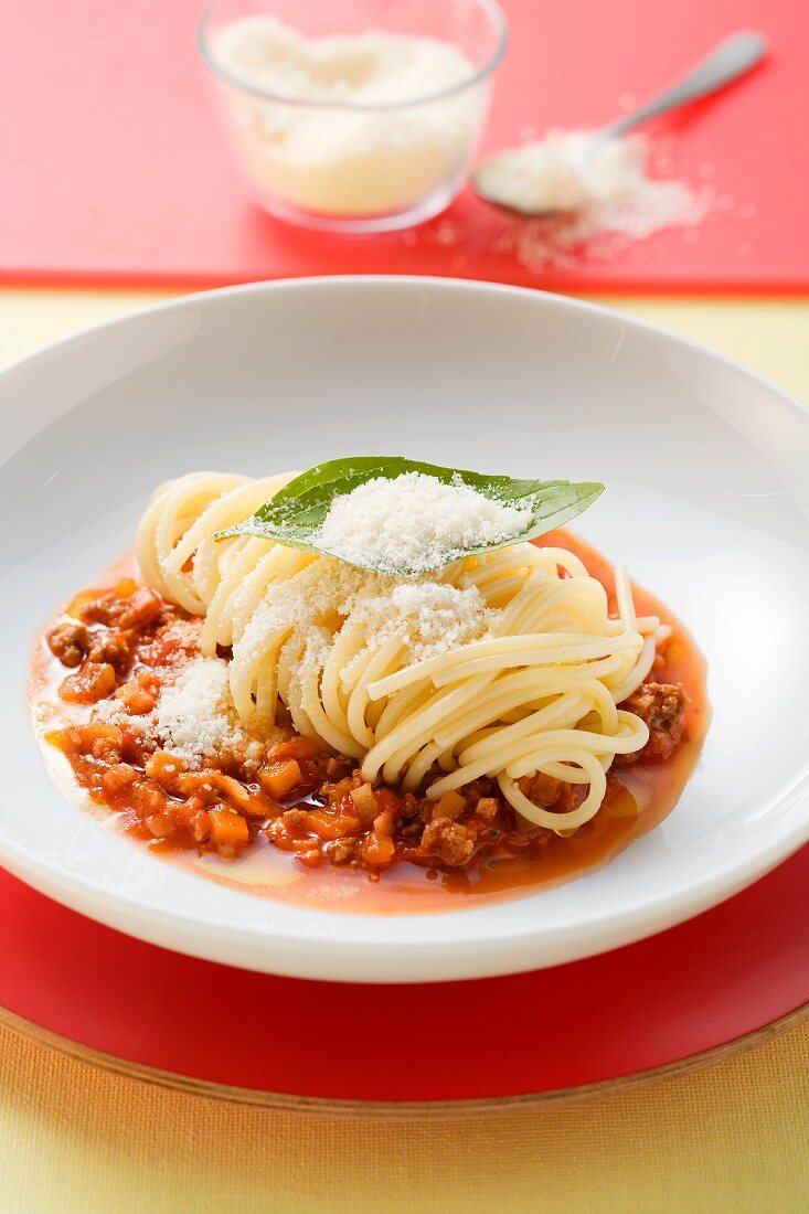 Spaghetti alla bolognese (spaghetti with meat sauce)