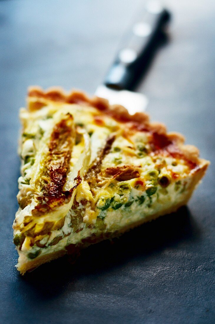A slice of pea and Parmesan and tart