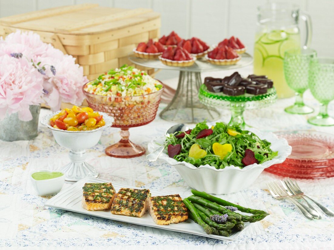 Summer Picnic Spread on a Table