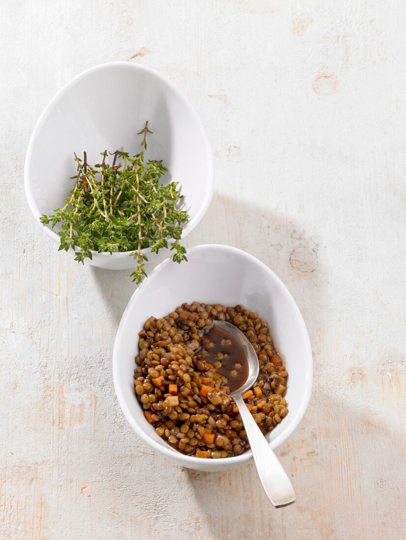 Balsamic lentils with thyme