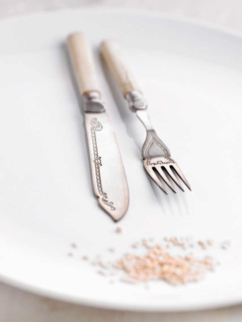 Fish cutlery on a plate