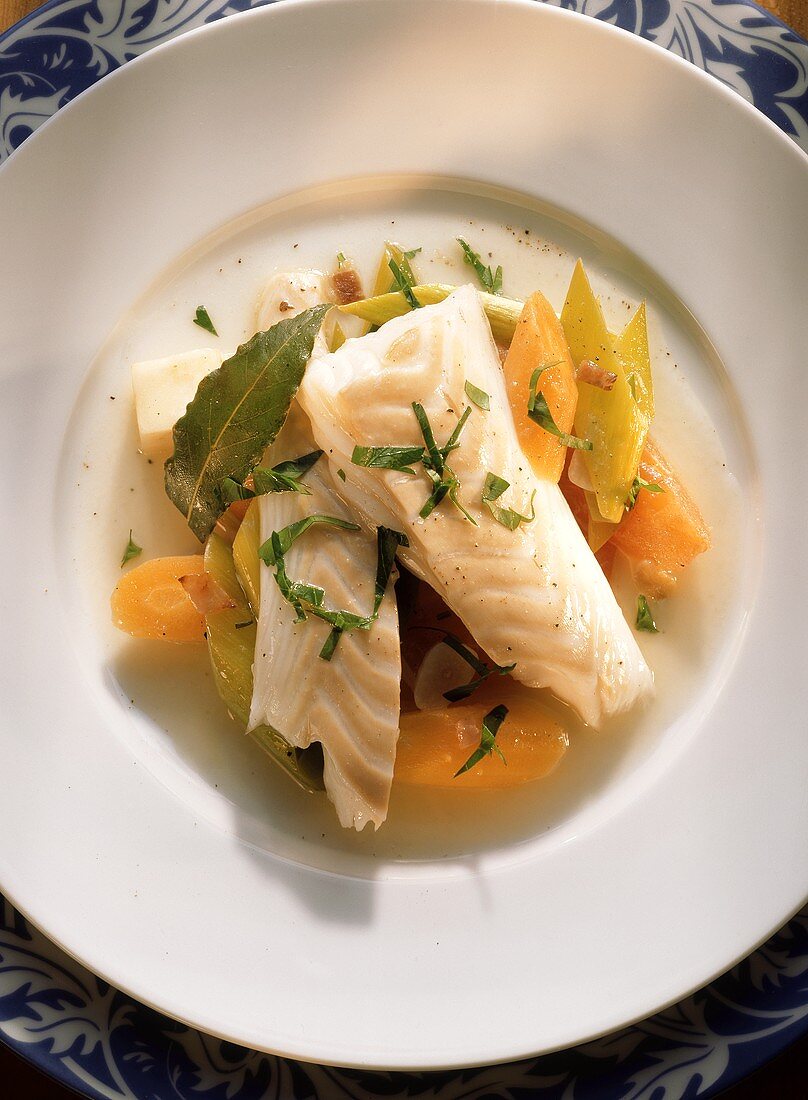 Stewed cod with vegetables