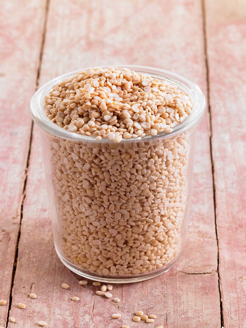 White lentils in a glass