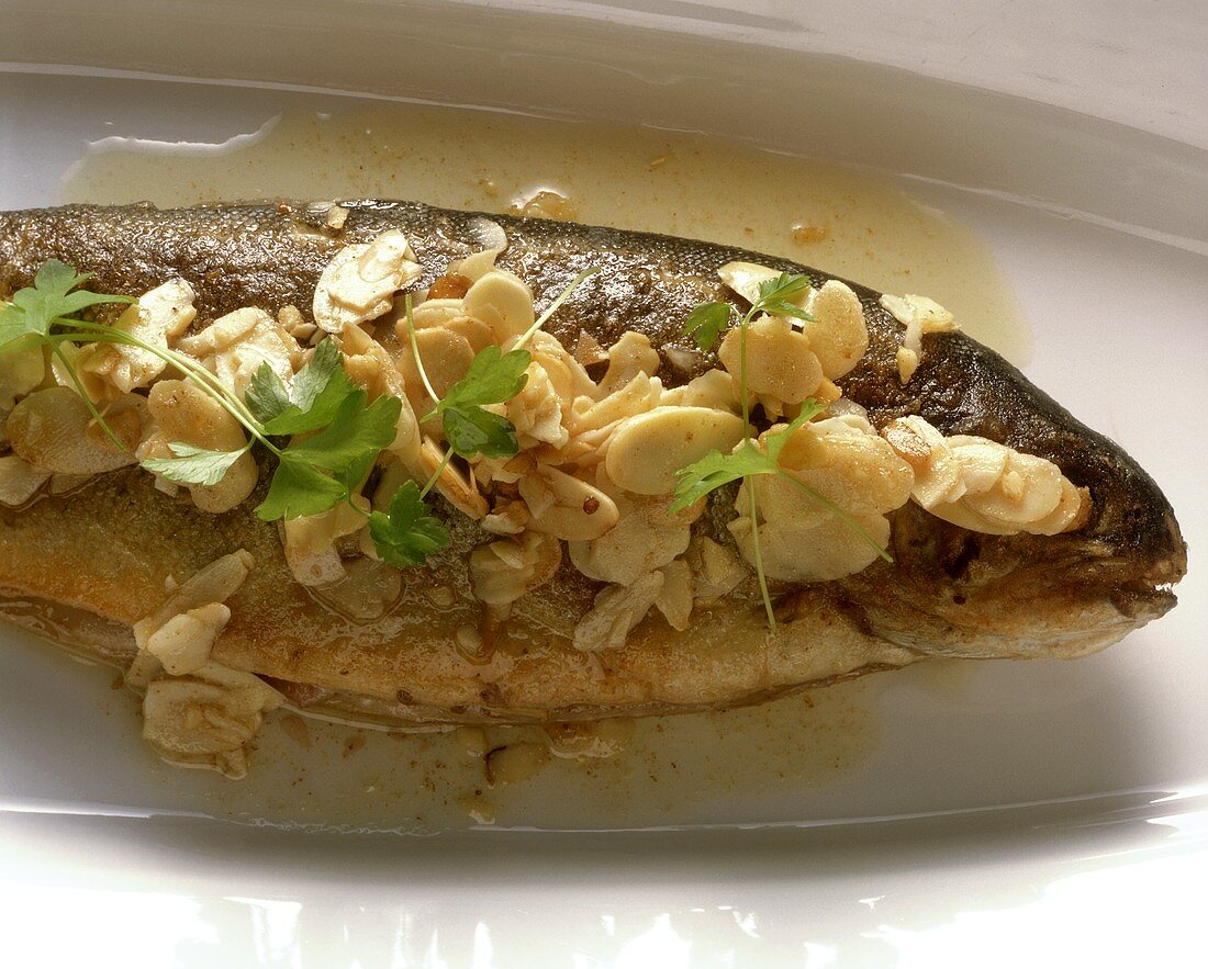 Roasted trout with almonds & clarified butter