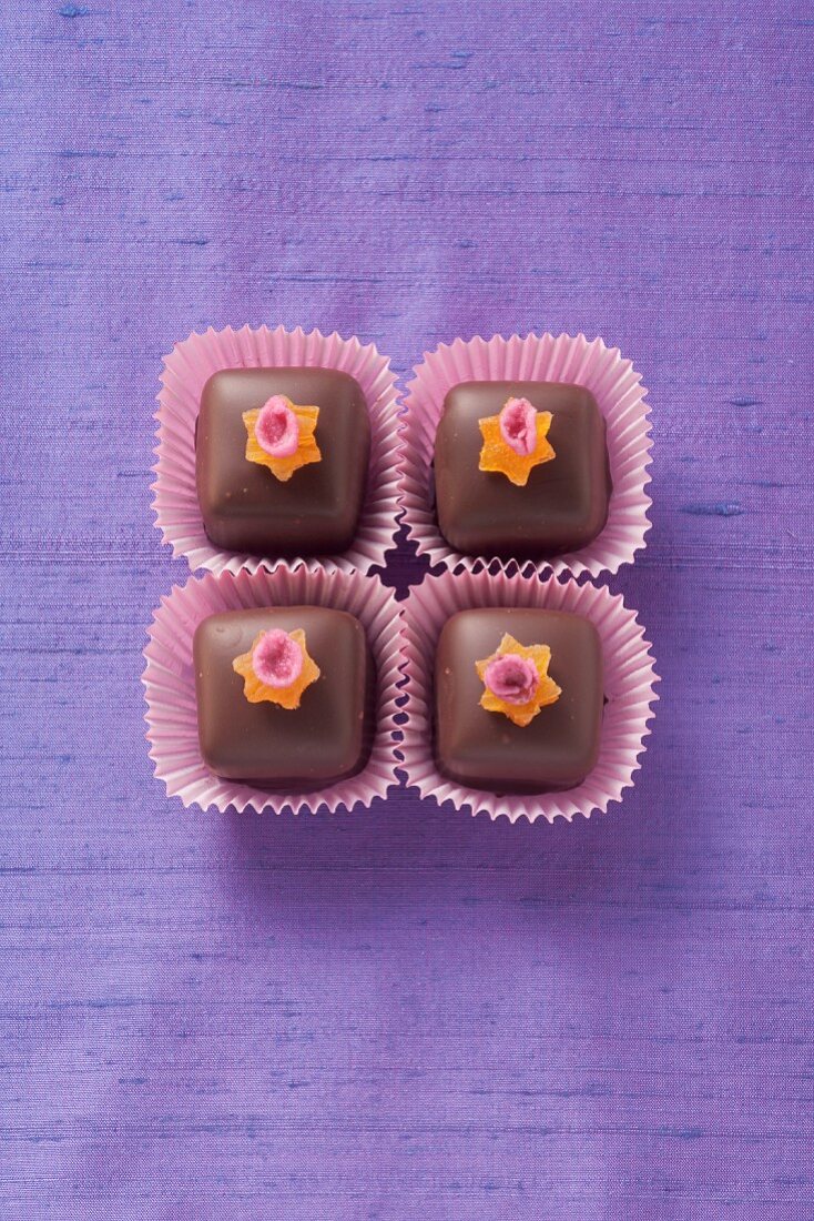 Pralines decorated with stars