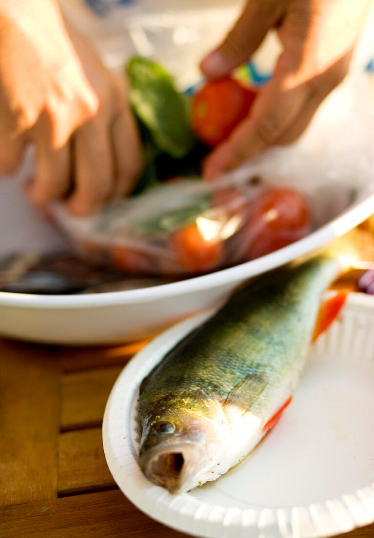 Fish being prepared