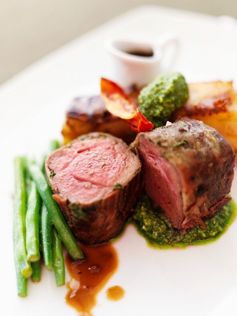 Beef fillet with pesto