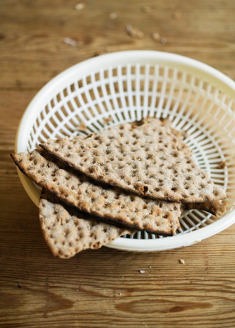 Crisp bread in a plastic basket