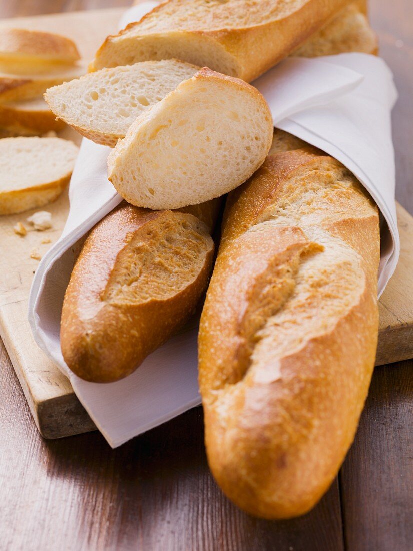 Baguettes wrapped in a napkin