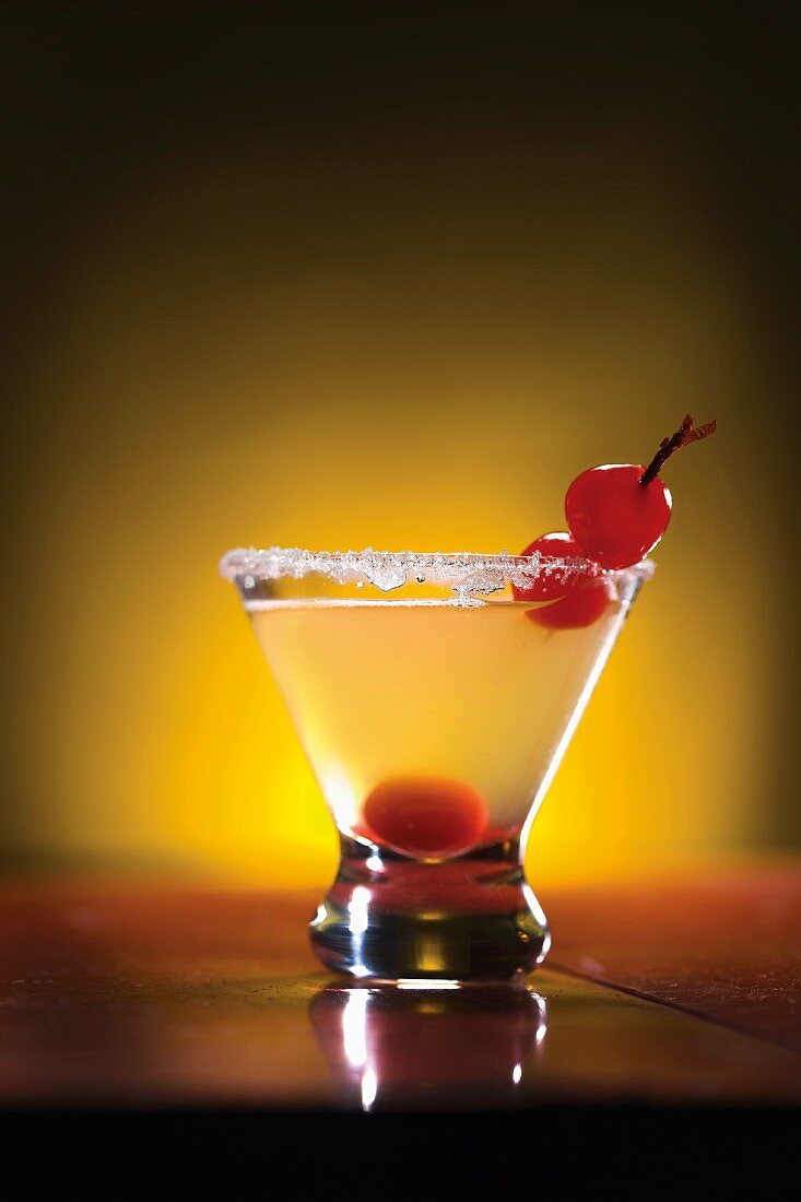 Cherry Martini with Sugared Rim