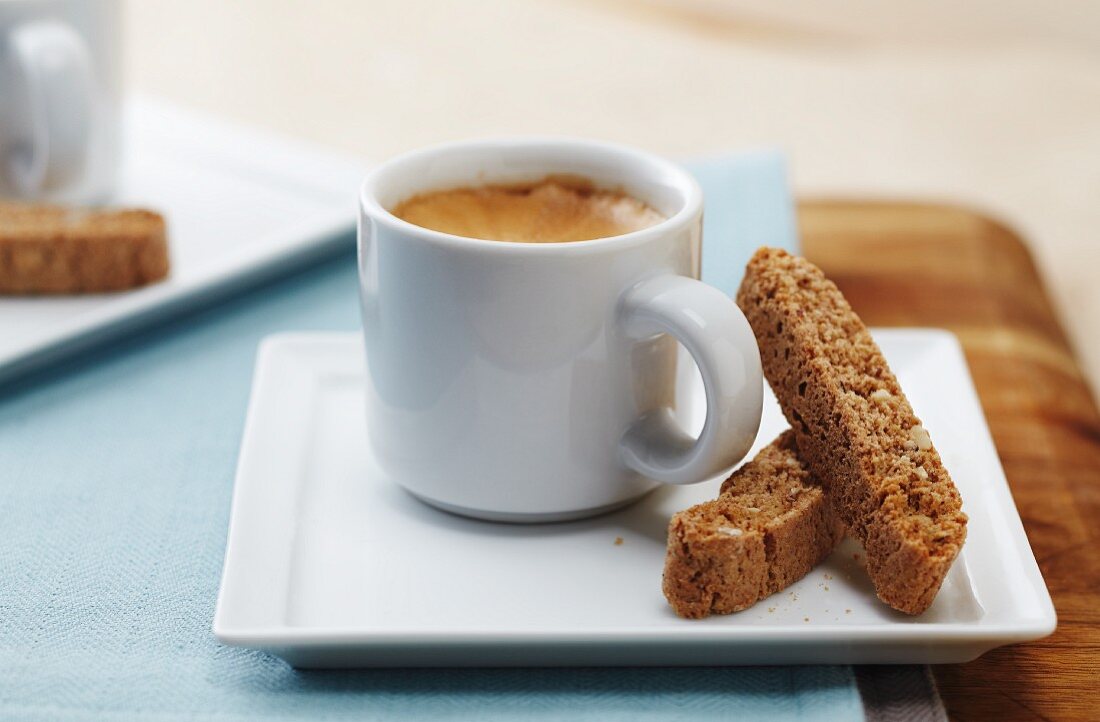 Cup of Espresso with Biscotti