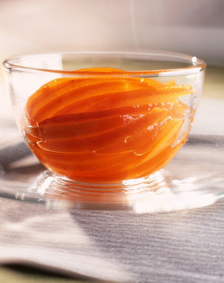 Orange segments in glass dish