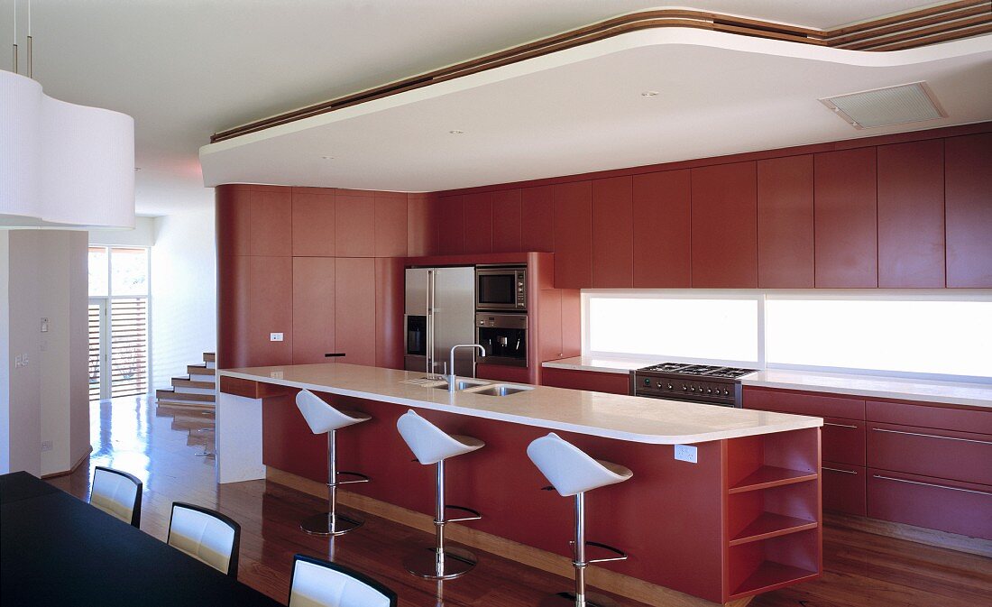 Modern Kitchen With Island And, Drop Down Ceiling Over Kitchen Island
