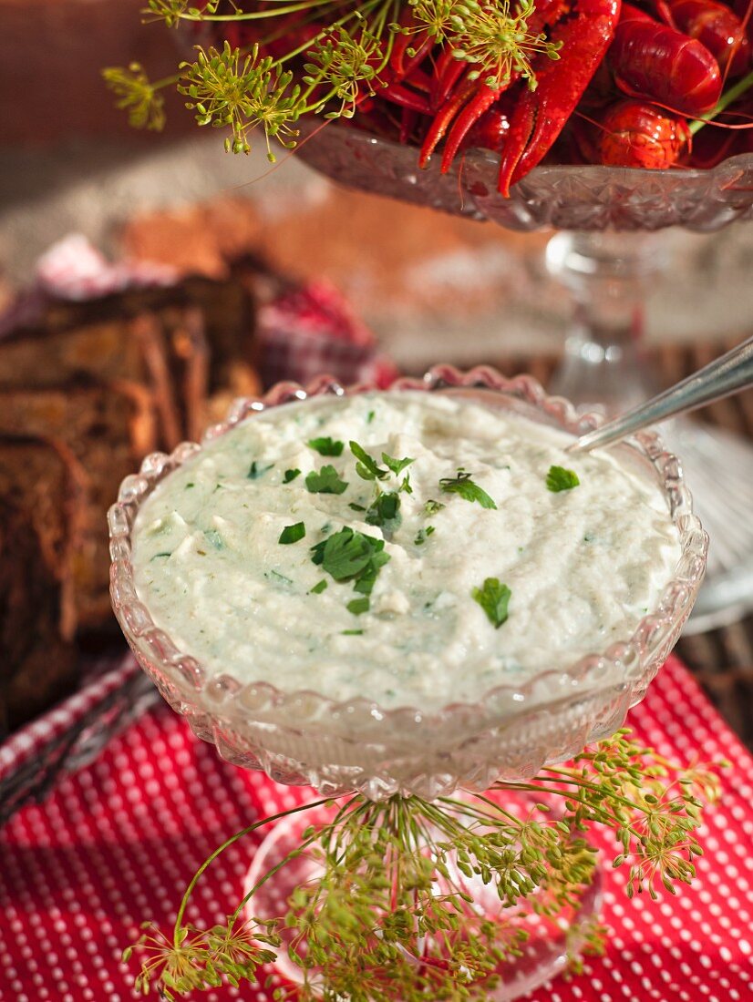 Fennel and cheese dip for crayfish