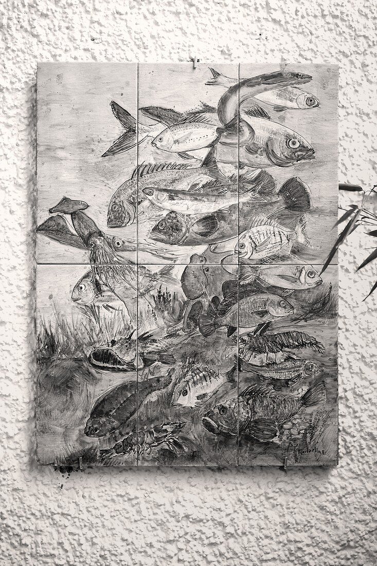 Mosaikbild mit Fischmotiv