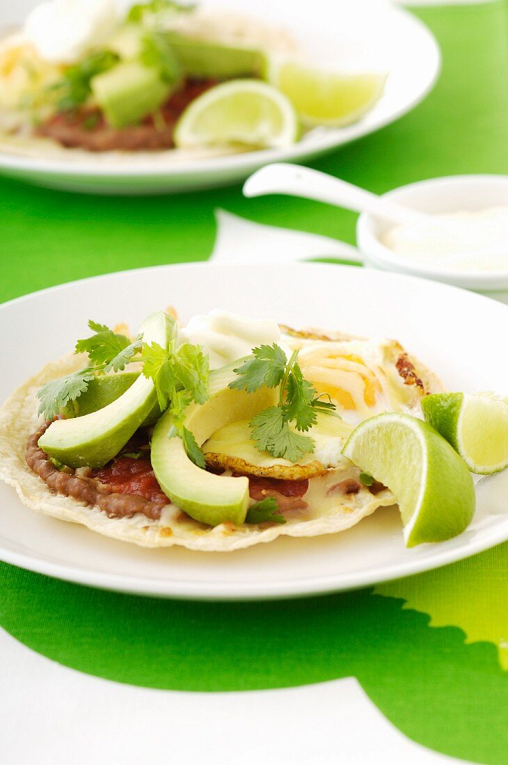 Huevos rancheros with avocado