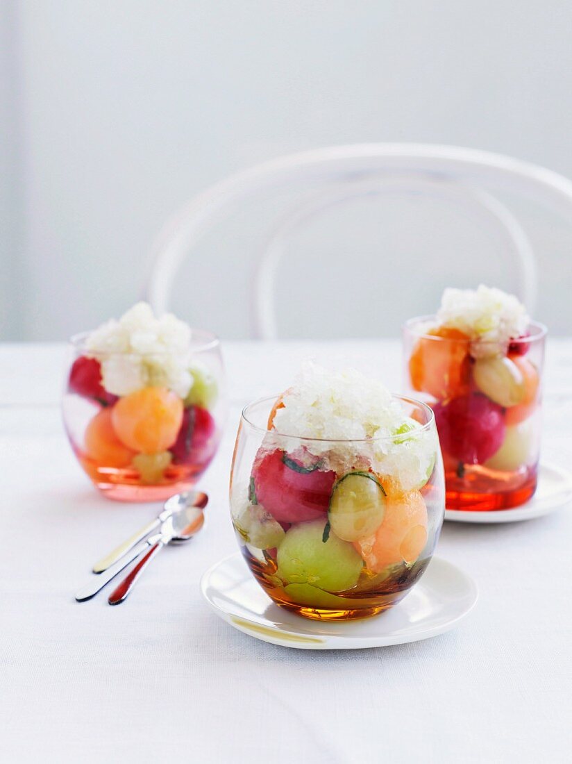 Fruit salad with lime granita