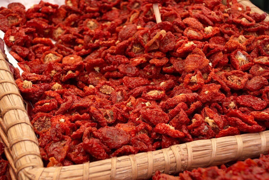 A basket of dried tomatoes