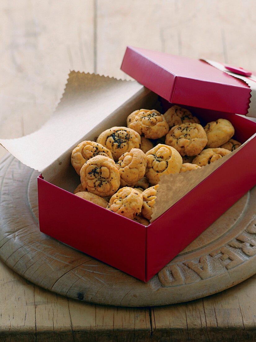 Chili and cheese biscuits in a gift box