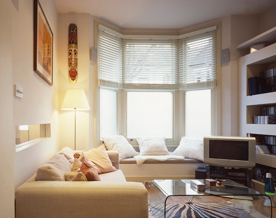 Small living room with window seat