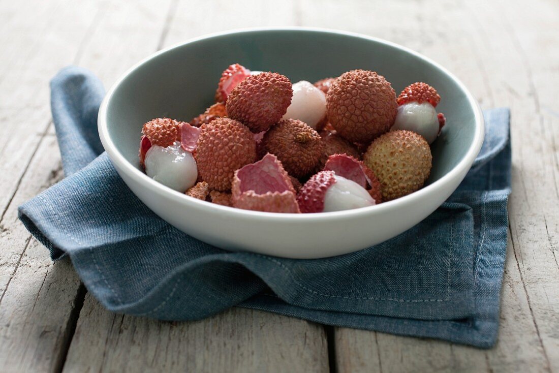 Lychees, whole and halved
