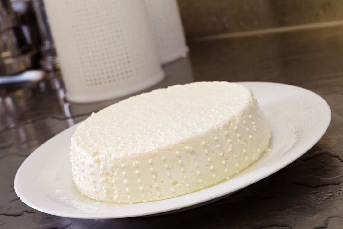 A wheel of cream cheese in a dairy
