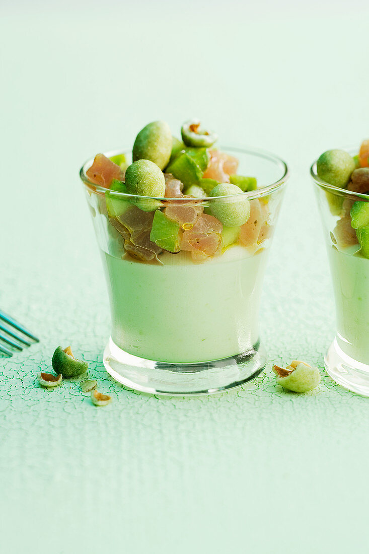 Wasabi mousse with tuna and avocado