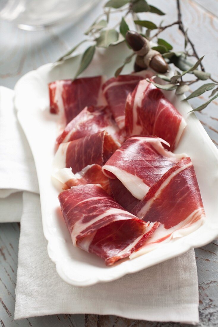 Slices of Spanish Bellota ham