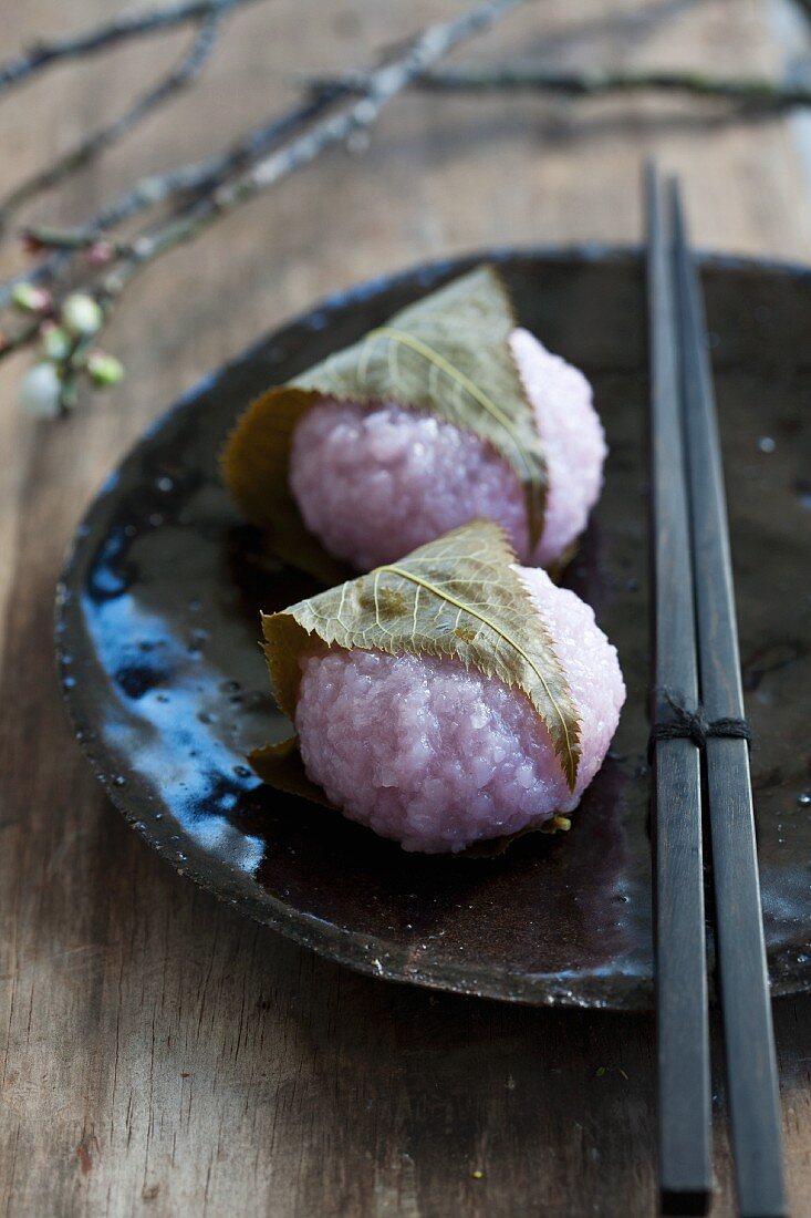 Mochi in a shiso leave (Japan)