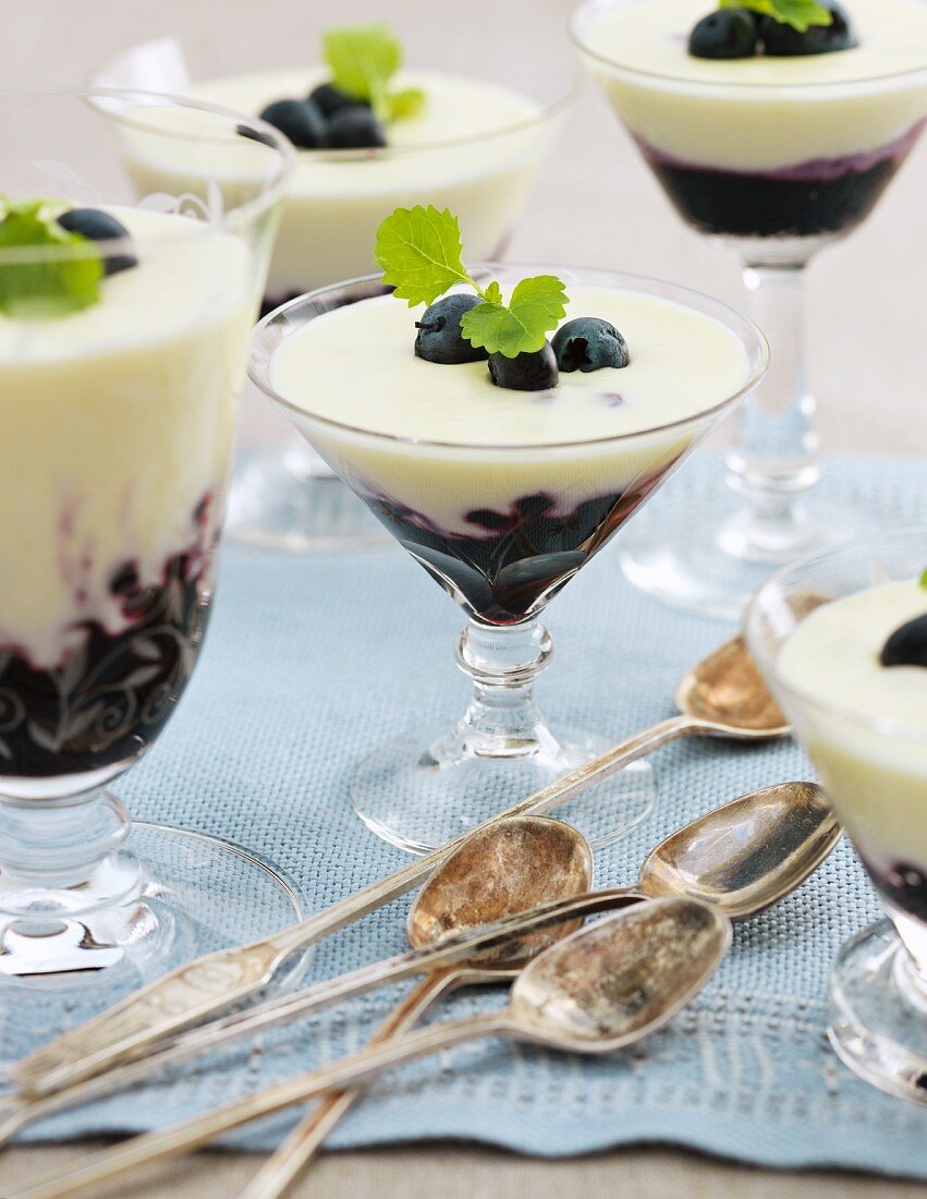 Blueberry compote with white chocolate cream