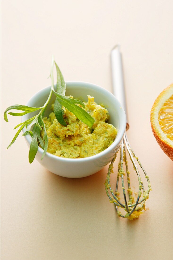 A bowl of tarragon and orange spread