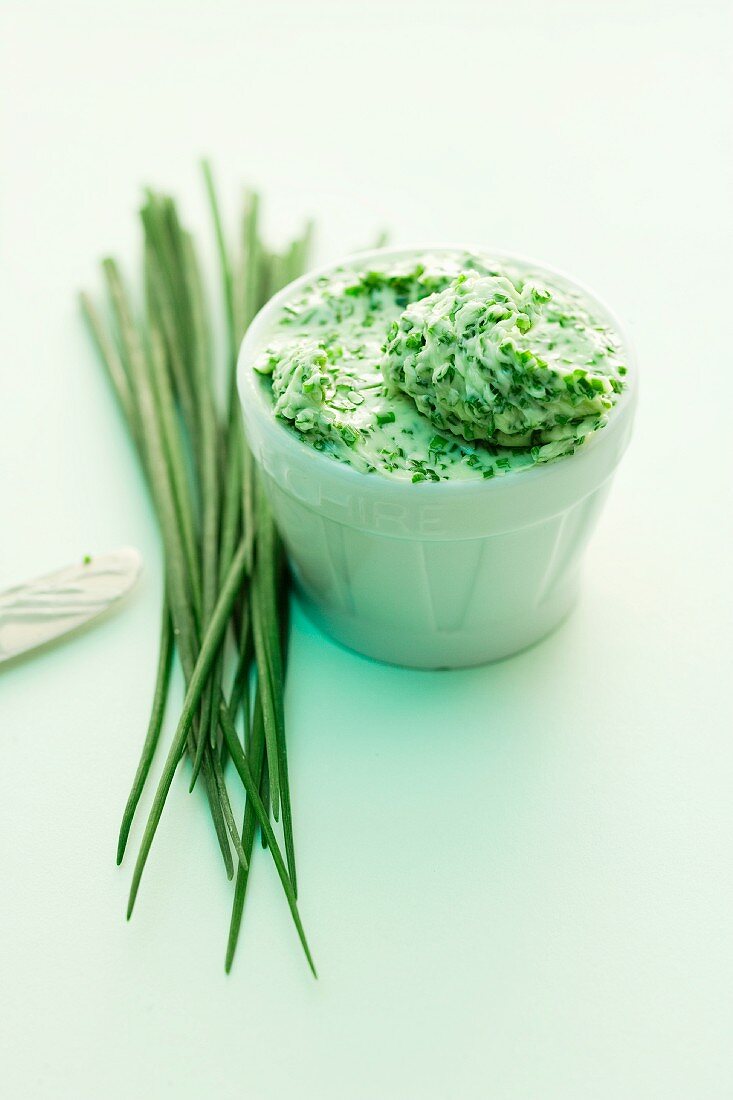 A bowl of chive butter