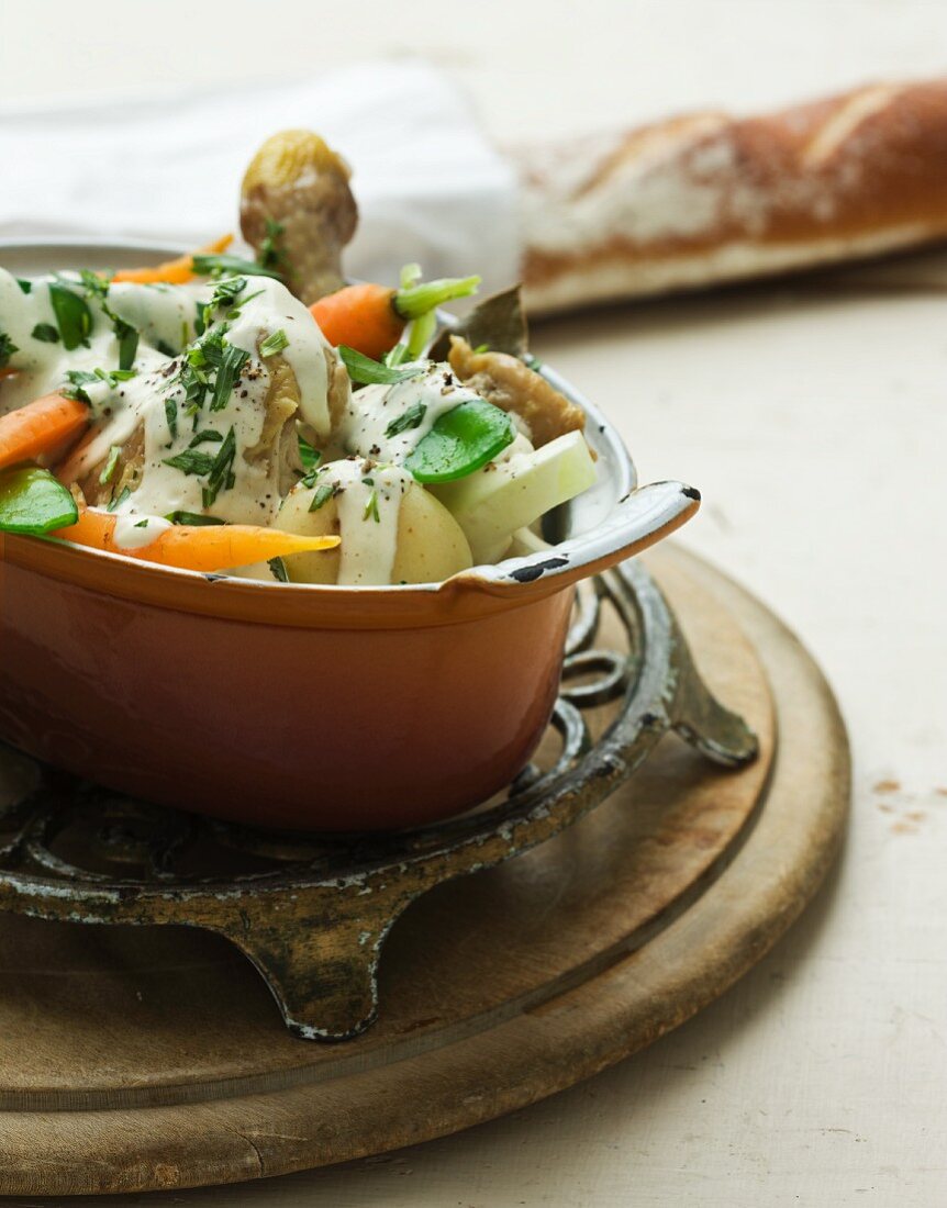 Chicken with vegetables and cream sauce