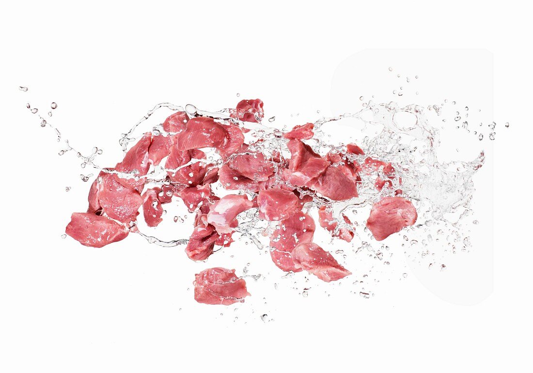 Schweinefleisch mit Wassersplash
